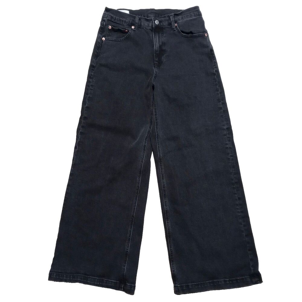 GAP High Rise Stride Wide-Leg Jeans Black Size 30 / 10P Petite (28x29)